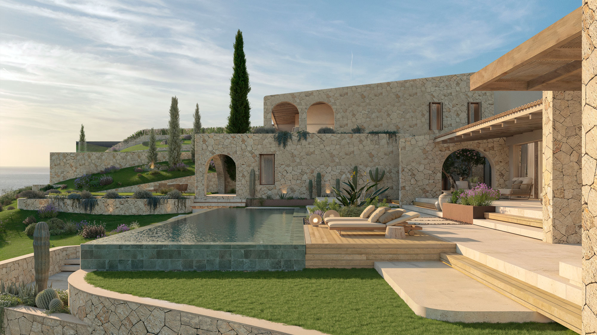 vivienda senalles cel ras Mallorca. Vista lateral vivienda senalles cel ras Mallorca. Vista lateral